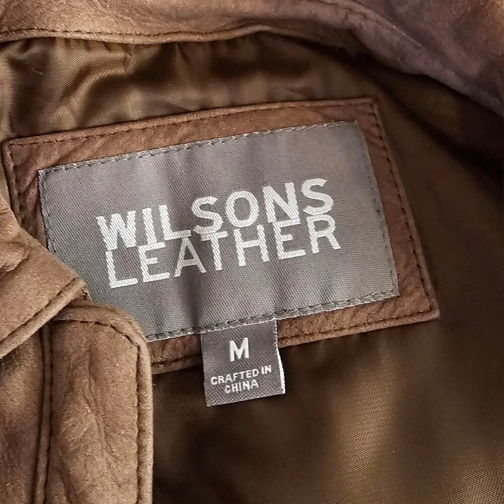 Wilson's Leather Womens Cinch Waist Genuine Leather Jacket, Brown, Full Zip, M - Picture 5 of 8